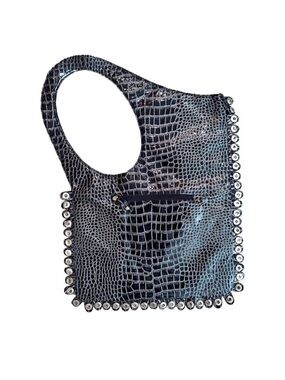 CMF ~ Big Bold Stylish Black Croc-Embossed Women's Shoulder Bag